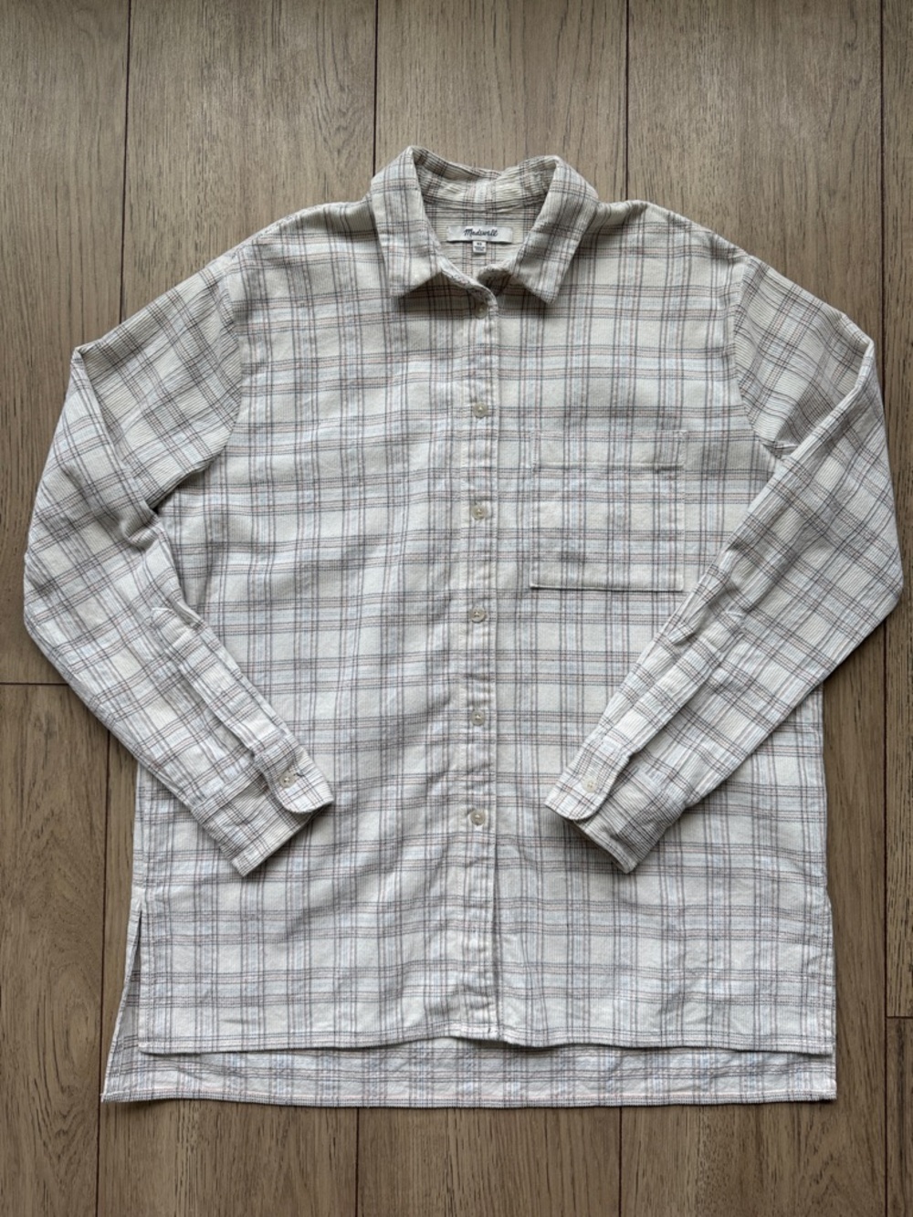 Madewell Women's XS Plaid Button Up Shirt Cotton Textured Casual Long Sleeve